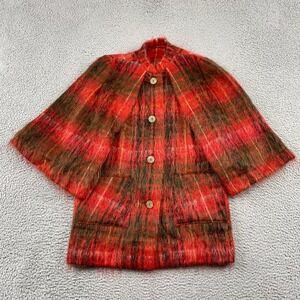Andrew Stewart Cape Womens One Size Red Plaid Mohair Wool Woven in Scotland Coat